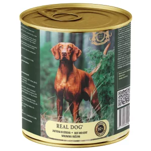   REAL DOG SP nedves kutyaeledel 800 g – Marha- és kecskehússal felnőtt kutyáknak