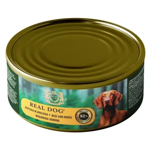   REAL DOG SP nedves kutyaeledel 240 g – Marha- és lóhússal felnőtt kutyáknak