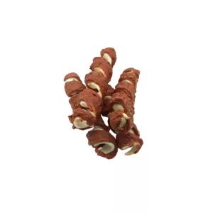   REAL DOG Rawhide Curl with Duck 18–20 cm 500 g – Kacsahússal tekert marhabőr rágóspirál kutyáknak