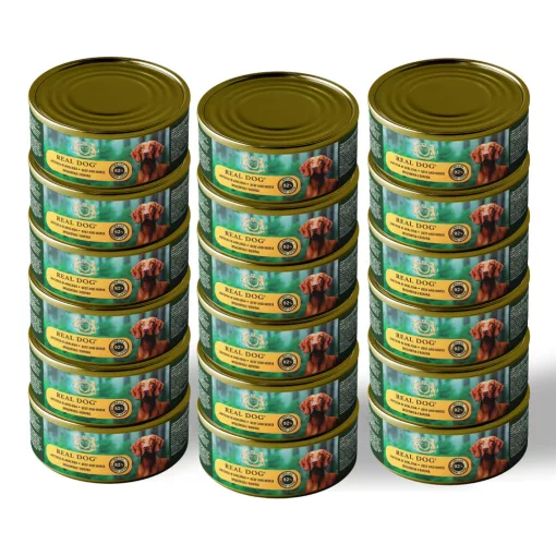 REAL DOG SP nedves kutyaeledel 24*240 g – Marha- és lóhússal felnőtt kutyáknak