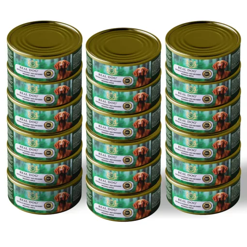 REAL DOG SP nedves kutyaeledel 24*240 g – Marha- és nyúlhússal felnőtt kutyáknak