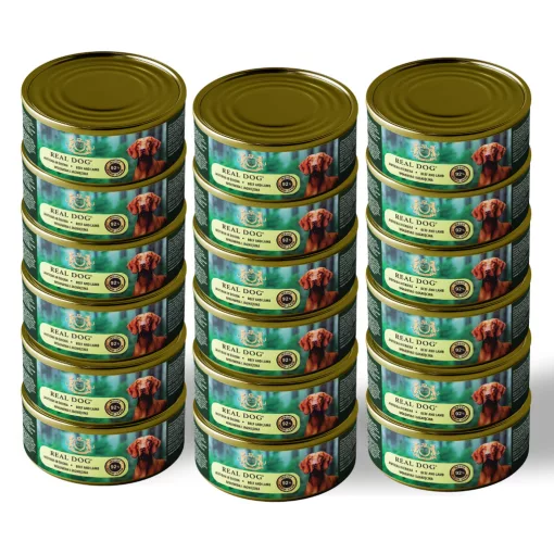 REAL DOG SP nedves kutyaeledel 24*240 g – Marha- és bárányhússal felnőtt kutyáknak