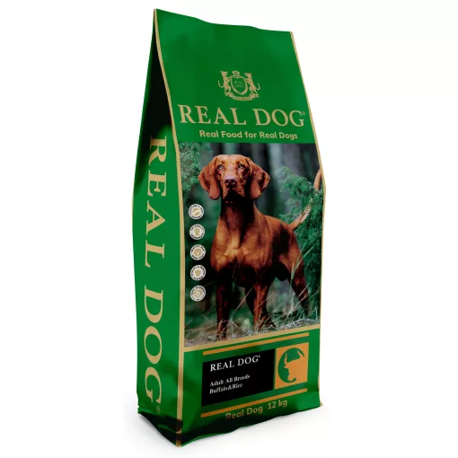 REAL DOG SP Adult All Breeds Buffalo & Rice 12 kg – Monoproteines száraztáp bivalyhússal és rizzsel felnőtt kutyáknak